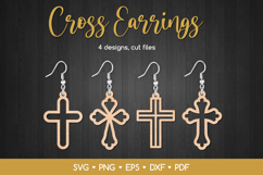 Cross Earrings SVG Cut Files, Laser Cutting Jewelry Template Product Image 1