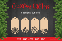 4 Christmas Gift Tags SVG Cut Files, Papercut Christmas Product Image 1