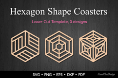 Abstract Geometric Coasters SVG, Hexagon Laser Cut Template Product Image 1
