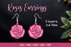 Two layered Rose Flower Earring SVG, Roses Jewelry Template Product Image 1
