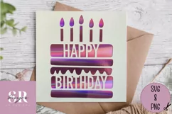 Birthday cake card | Paper cutting | birthday card SVG Product Image 1