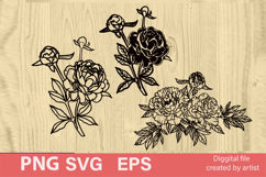 peonies svg, flowers peonies svg, spring flowers svg. cut Product Image 1