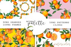 Watercolor Orange BUNDLE, PNG, patterns, clipart, wreath Product Image 1