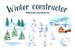 Winter constructor. Watercolor elements set Product Image 1