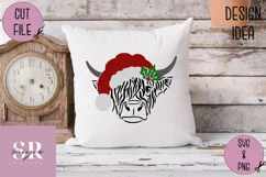 Santa Highland cow | paper cutting | highland cow svg Product Image 5