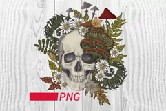 skull in png flowers skull with mushrooms png boho skull png Product Image 1