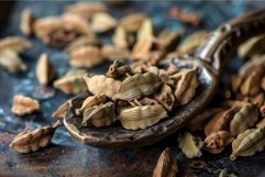 Rustic spice scoop with cardamom pods Product Image 1