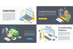 Crowdfunding banner set, isometric style Product Image 1