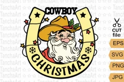 Cowboy Christmas svg printable, Santa cowboy SVG, PNG files Product Image 1