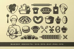 Bakery and pastry food silhouettes and icons Product Image 1