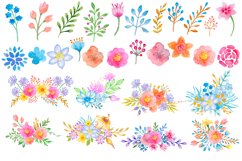 Watercolor Flowers and Leaves Product Image 3