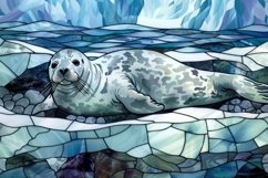 Stained Glass Sea Lion Background Wallpaper Product Image 1