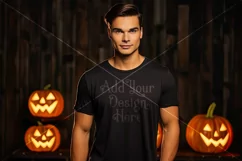 Halloween T-Shirt Mockup Male, Black T-Shirt Mockup, d6 Product Image 2