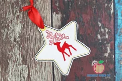 Christmas Reindeer with Long Horned In The Hoop Ornament Product Image 1