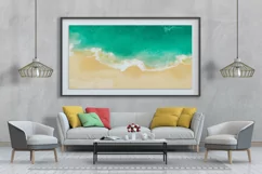 Lonely sand beach and turquoise sea water travel background Product Image 2