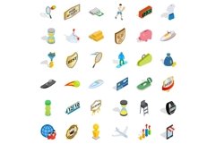 Small victory icons set, isometric style Product Image 1