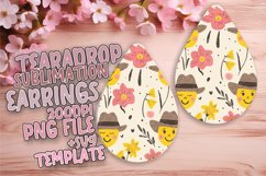 Retro Floral Teardrop Earring Sublimation Art Product Image 1