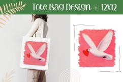 Dove of Peace Illustration, Cute Dove Tote Bag Sublimation Product Image 1