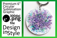 Circle Sublimation Round Keychain Design PNG Floral Product Image 1