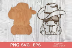 patriotic cow, longhair cow, file for cutting, cow cowboy Product Image 2
