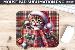 Watercolor Cat Mouse Pad Sublimation - Christmas PNG Design Product Image 1