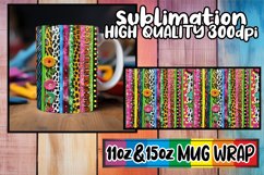 Colorful 3D Leopard and Flower Mug Wrap Designs Product Image 1