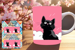 Dazzling 15oz Mug Wrap Png Template , Cute Cat Product Image 1