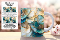 Radiant 15oz Mug Wrap Png Template , 3D Flower Product Image 1
