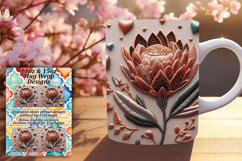 CUSTOM 11oz Mug Wrap PNG Artwork , 3D Flower Product Image 1
