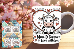 Vibrant 11oz Mug Wrap Png Template , Cute Cow Product Image 1