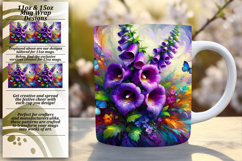 Glamorous 15oz Mug Wrap Png Template , Flowers Product Image 1
