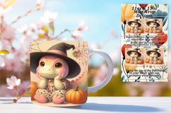 Luxurious 11oz Mug Wrap Png Design , Halloween Dino Product Image 1