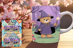 Graceful 11oz Mug Wrap Png Template , Cute Bear Product Image 1