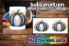 Cozy afternoons sublimation mug wrap, Pumpkin Watercolor Product Image 1