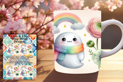 BEAUTIFUL 15oz Mug Wrap PNG , Cute Ghost Product Image 1