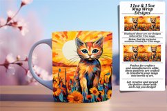 Adorable Cat with Colorful Flowers Mug Wrap Product Image 1