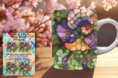 Glittery Mosaic Flower Mug Wrap Design 11oz 15oz Product Image 1
