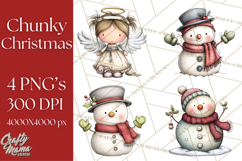 Chunky Watercolor Christmas Characters PNG Product Image 1