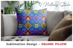 Cute Christmas Knitted Design - Sublimation Square Pillow Product Image 3