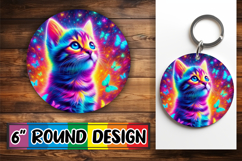 Sweet Circle Keychain Design PNG, Cat Product Image 1
