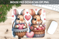 Watercolor Bunny Mouse Pad Sublimation - Valentines PNG Product Image 1
