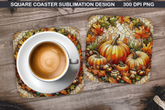 Pumpkin Coaster Sublimation, Halloween Coaster PNG Design Product Image 1