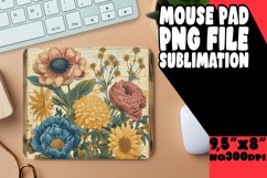Springtime Retro Floral Mouse Pad Sublimation Product Image 1