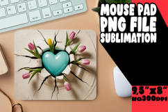 Enchanted Mouse Mat Sublimation Style, 3D Heart Product Image 1