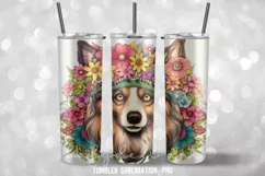 Flowers Dog Tumbler Wrap Sublimation Designs Product Image 2