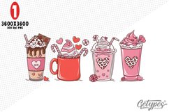Valentine Coffee Sublimation Clipart - High Quality Design Product Image 1