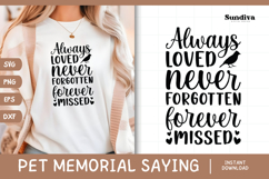 Pet Memorial Quote SVG | Always Loved, Never Forgotten Product Image 1