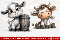 Whimsical Farm Animal Clipart | Cute Farm Animals PNG Set Product Image 1