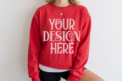 Red Gildan 18000 Mockup, Sweatshirt Crewneck Mockups Product Image 1