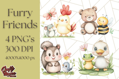 Cute Animal Friends Clipart PNG, Whimsical Spring Animal Duo Product Image 1